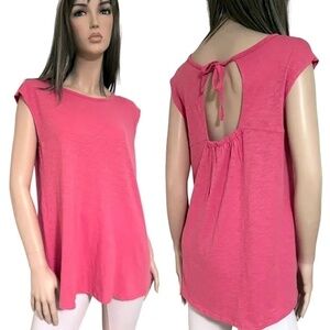 Caslon Top Tank Shirt Tunic Sustainable 100% Cotton Keyhole Bow Tie Back NWOT